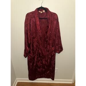 Vintage Victoria's Secret Gold Label Robe No Belt Pockets Shoulder Pads Red M/L